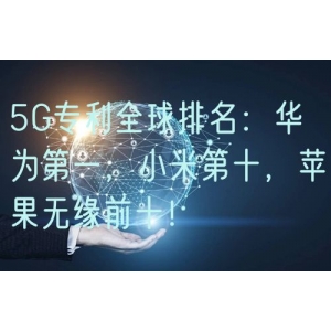 5G专利全球排名：华为第一，小米第十，苹果无缘前十！